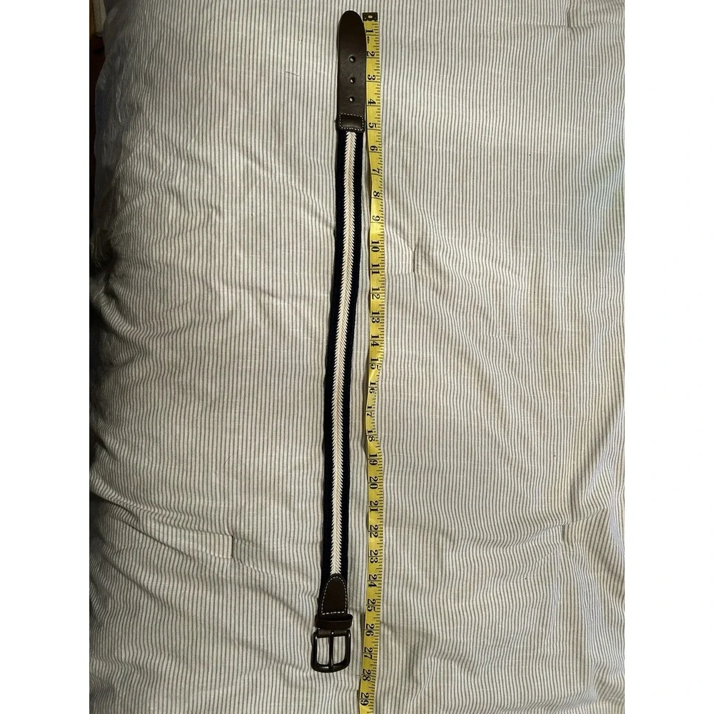 Oshkosh‎ B'Gosh Boys Size Medium Braided Woven Belt Navy Blue White Faux Leather